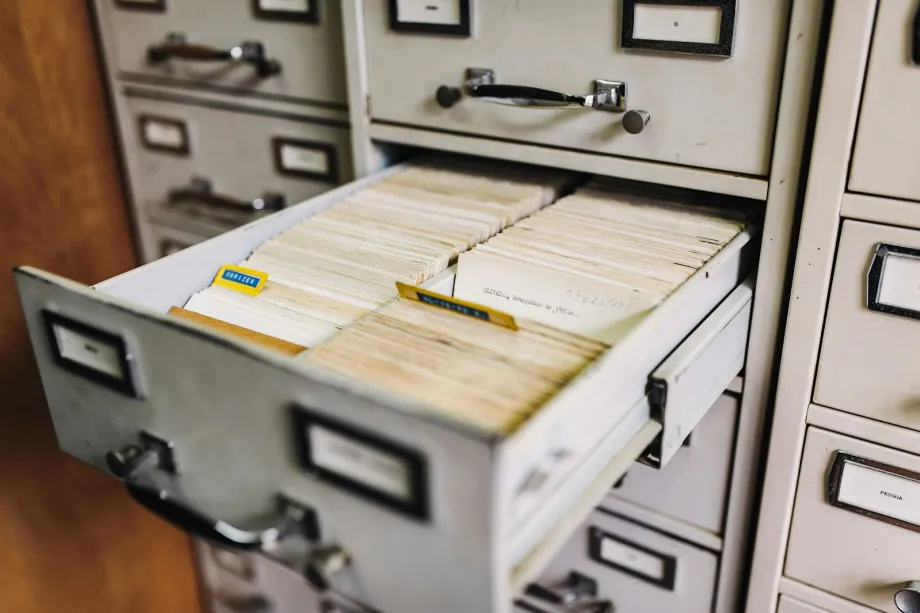Filing cabinet holding paper records